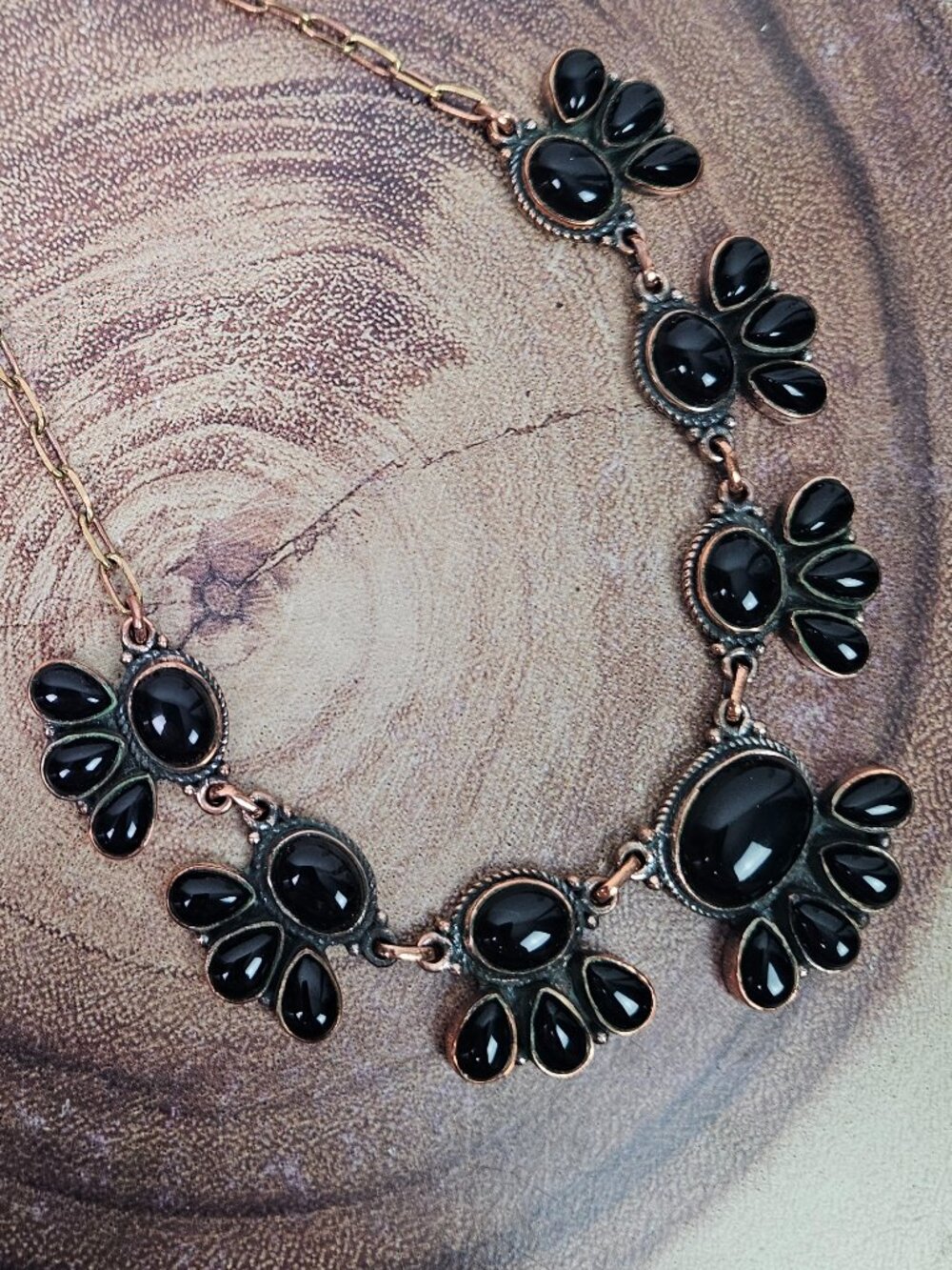 NWT Copper Black Onyx Cluster Choker Necklace